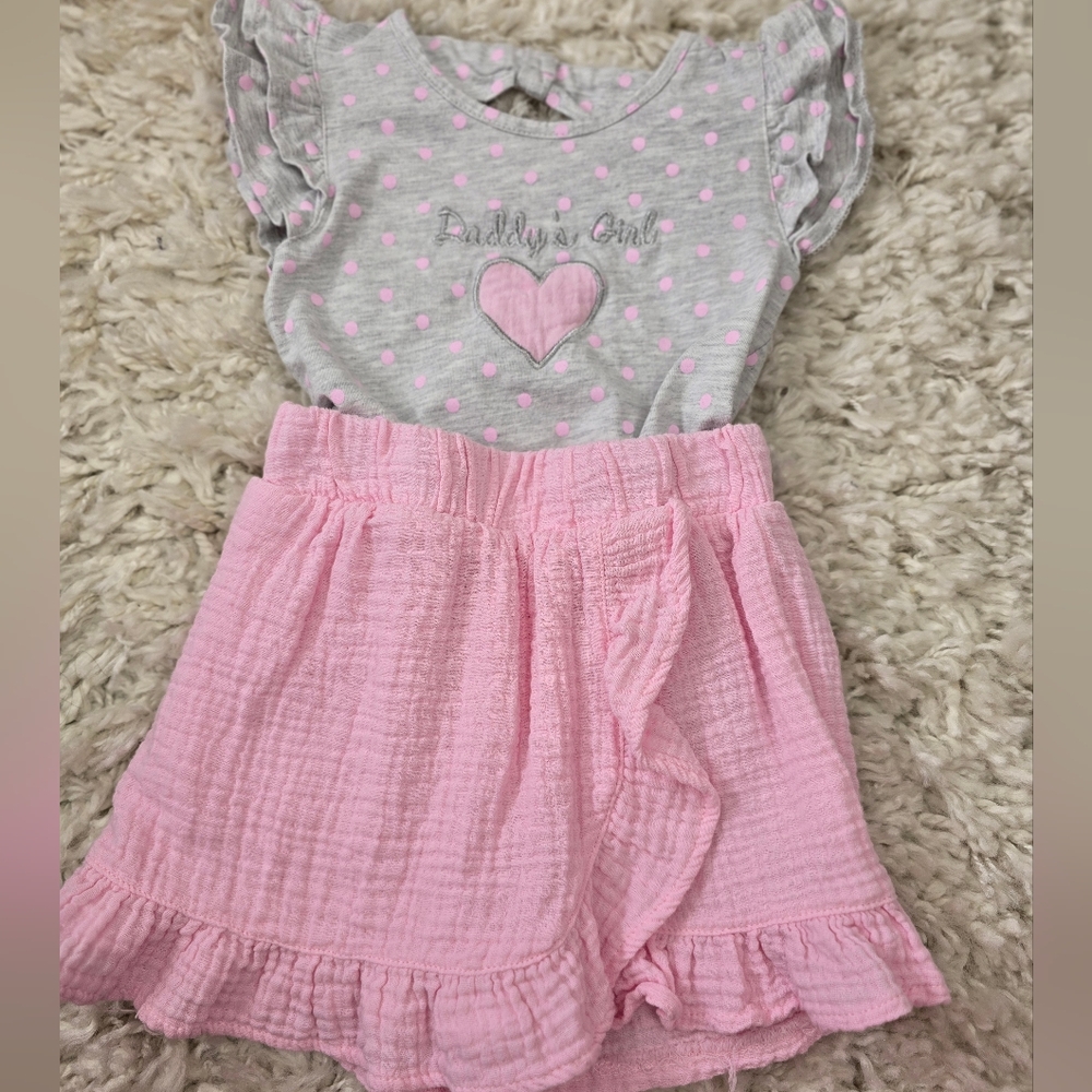 Gray and Pink Polka Dot Baby Outfit